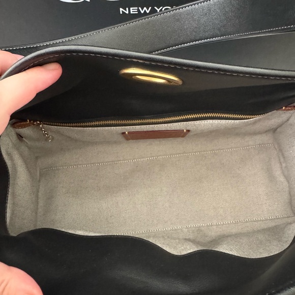 Coach Black Leather Haversack - Picture 6 of 14